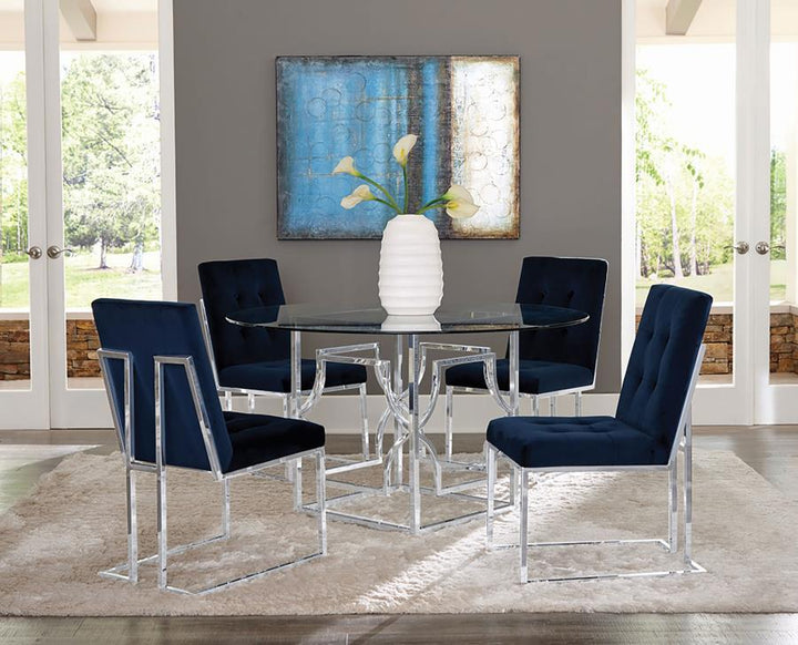Starlight - Round Glass Top Metal Dining Table - Chrome