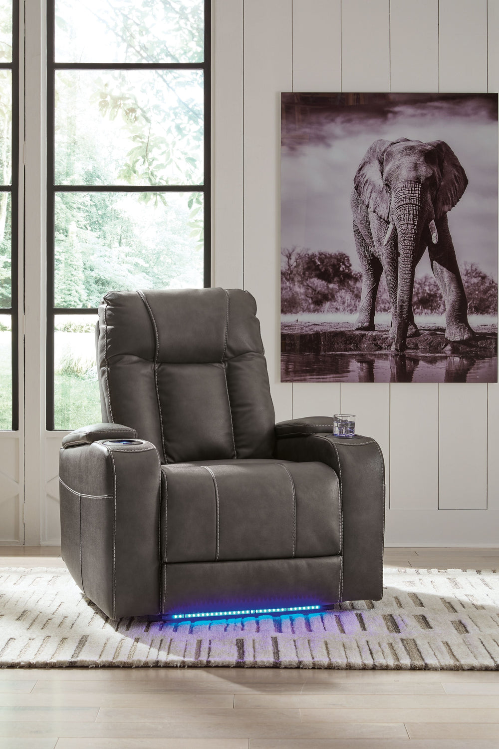 Feazada - Power Recliner With Adj Headrest - Shadow