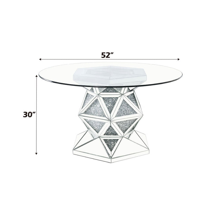 Noralie - 52" Round Dining Table - Mirrored & Faux Diamonds