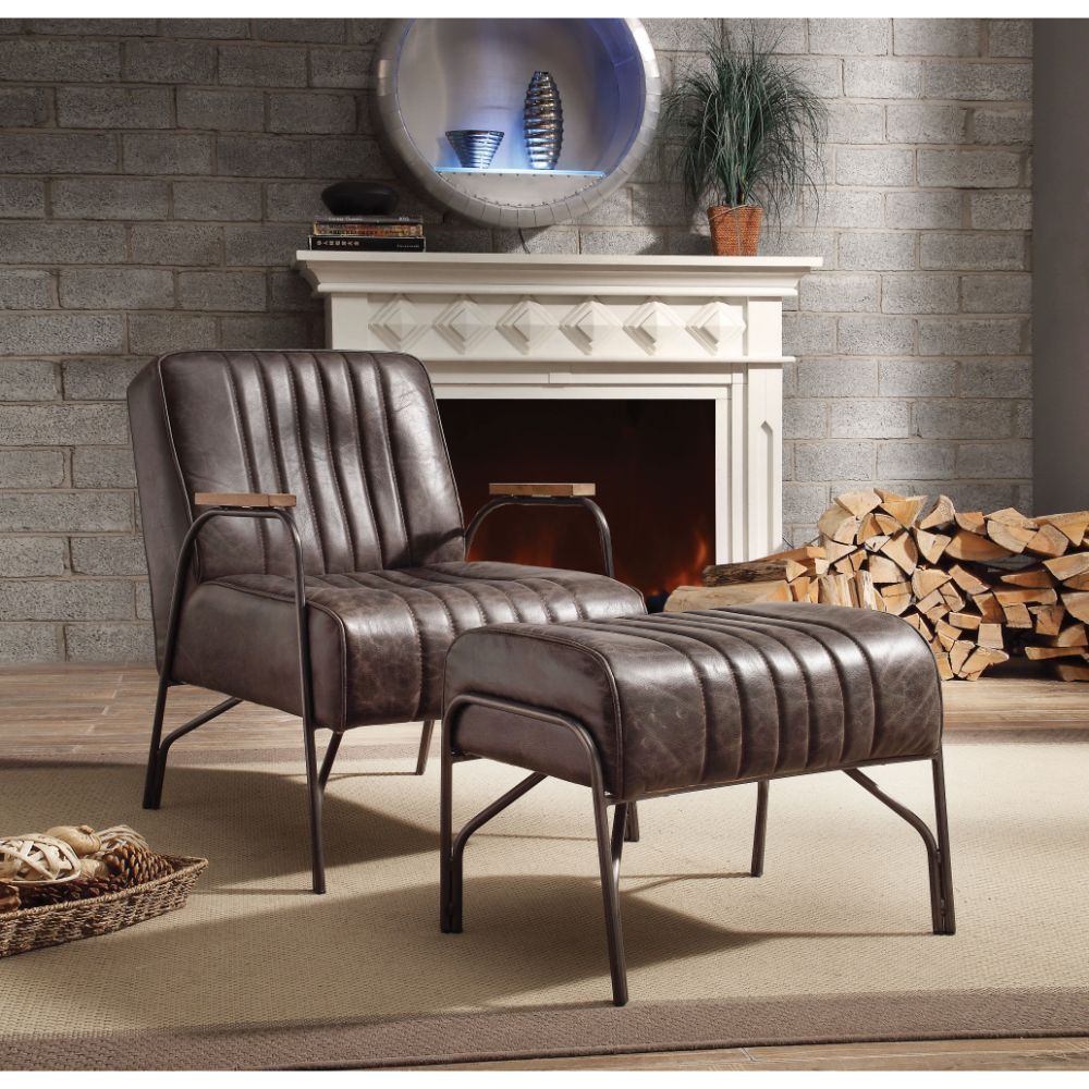 Sarahi - Accent Chair - Distress Espresso Top Grain Leather