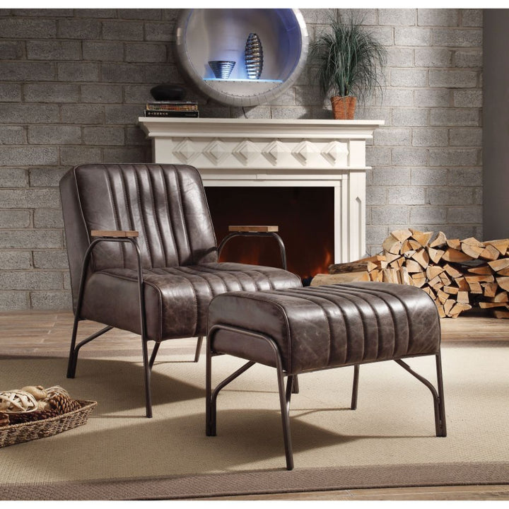 Sarahi - Accent Chair - Distress Espresso Top Grain Leather