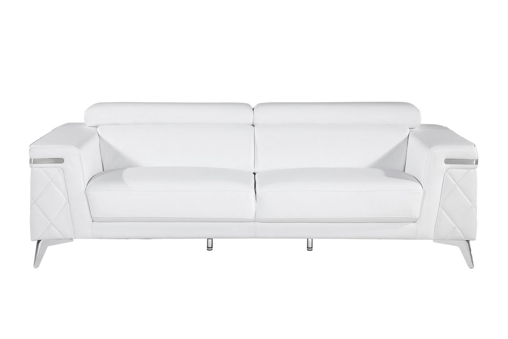 DivanItalia 1140 2-Piece Sofa Set with Adjustable Headrest in Top-Grain Italian Leather - White