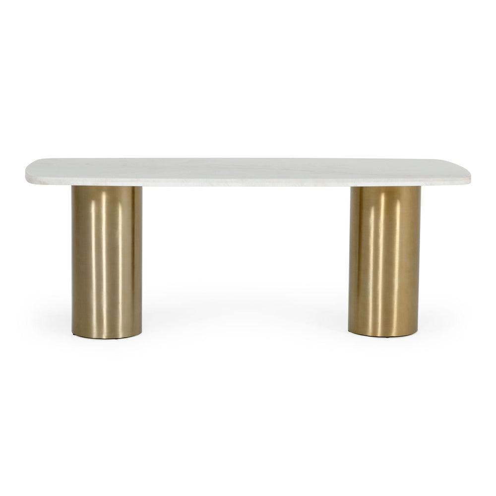 Rocky - Glam White Marble & Brush Gold Dining Table