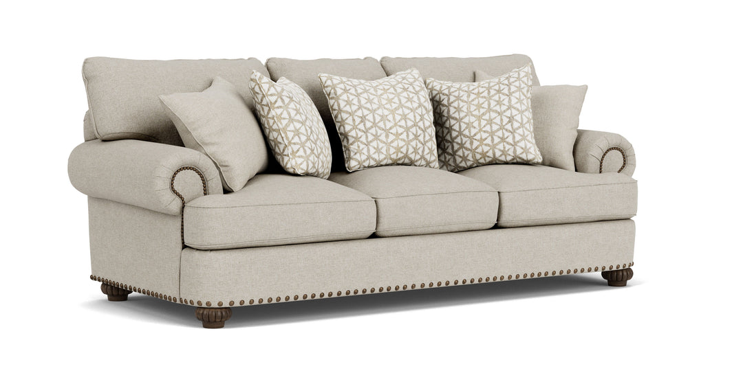 Flexsteel 7322-31 Patterson  Sofa, Nailhead Trim  Light Gray