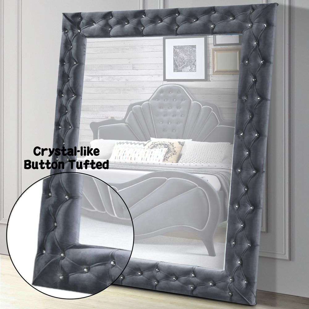 Dante - Accent Floor Mirror - Gray Velvet
