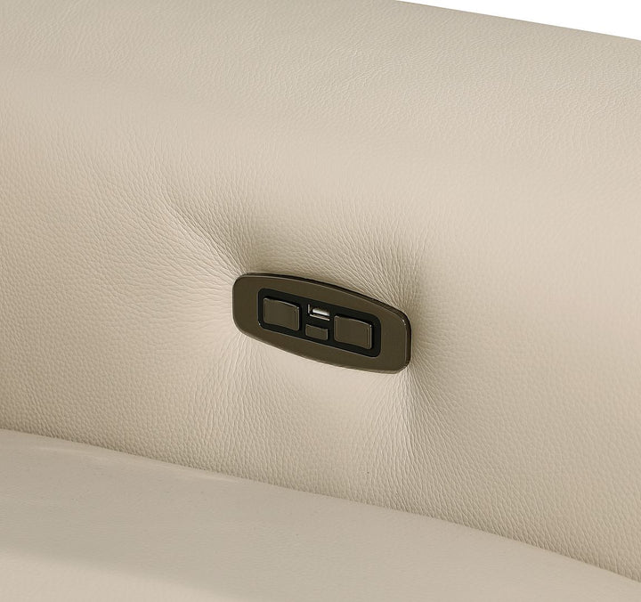 DivanItalia 1126 Top Grain Italian Leather Power Reclining Chair with Power Headrests - Beige