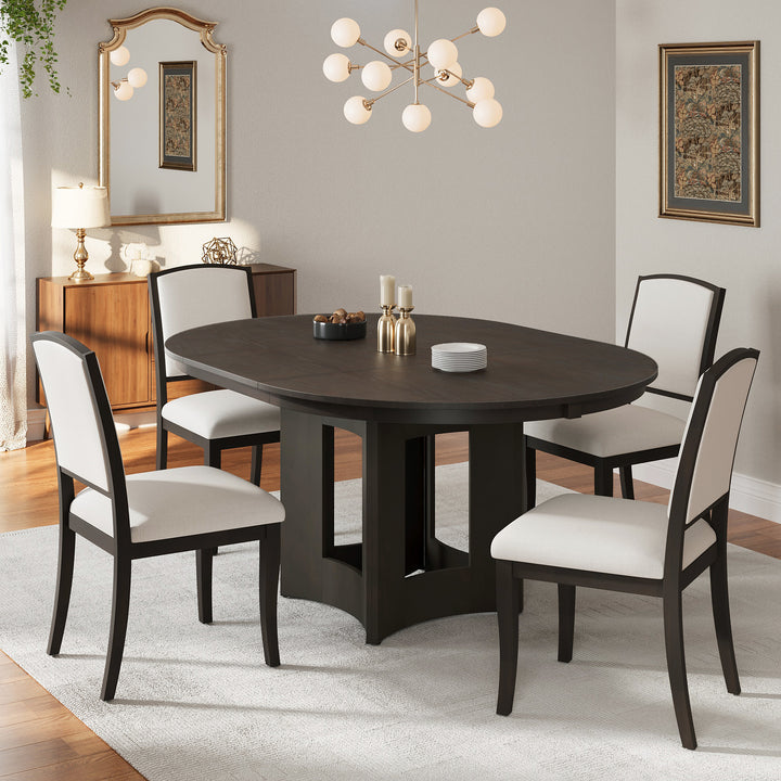 5-Piece Farmhouse Extendable Round Dining Room Set