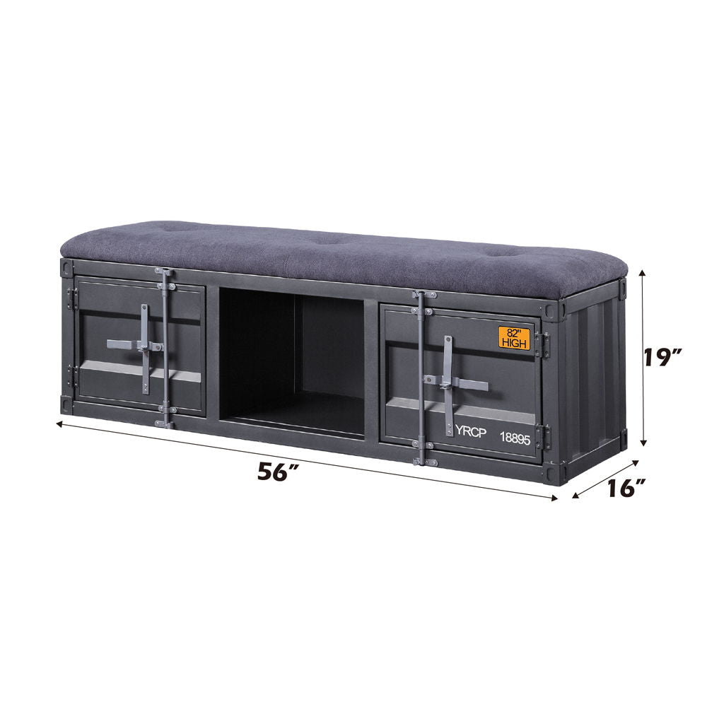 Cargo - Bench With Storage - Gray Fabric & Gunmetal