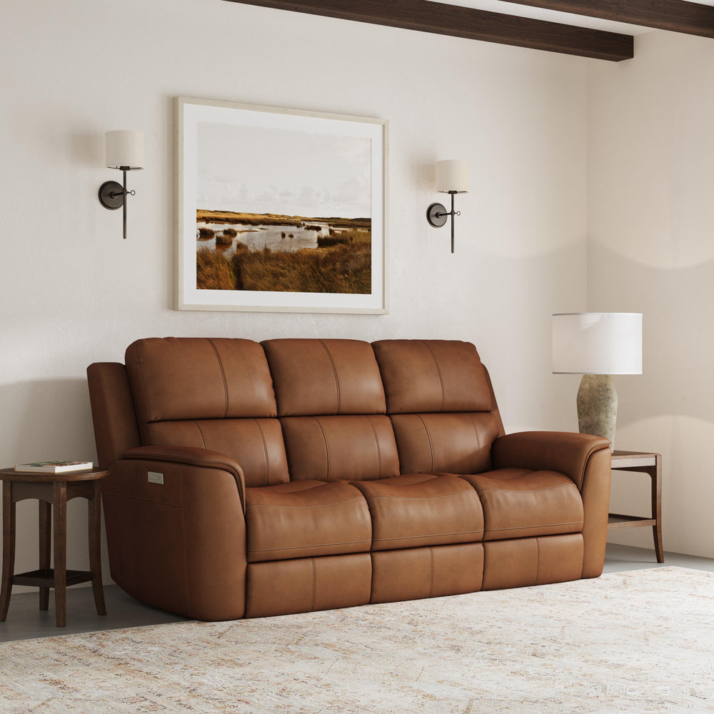 Flexsteel 1041-62PH-94672 Henry  Power Reclining Sofa With Power Headrests & Lumbar  Caramel