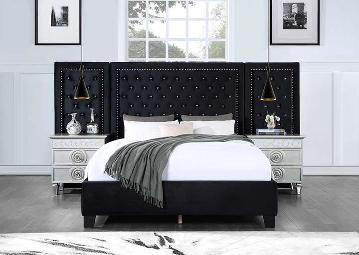 Damazy - Queen Bed - Black Velvet