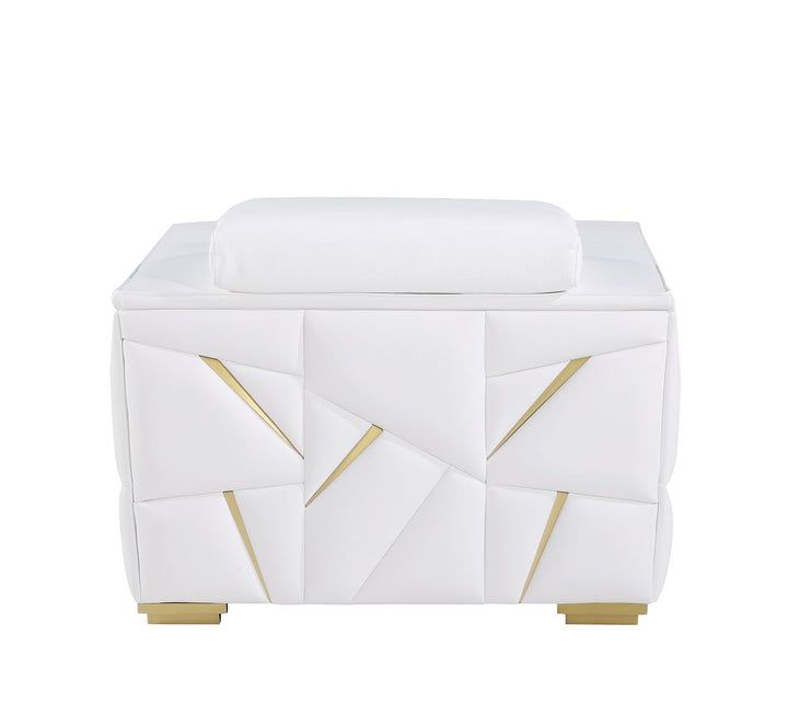 DivanItalia 1120 Chair with Adjustable Headrest in Top-Grain Italian Leather - White