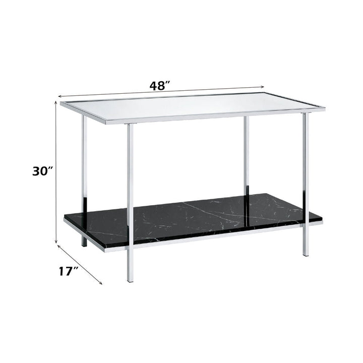 Angwin - Console Table - Mirrored, Faux Marble Top & Chrome