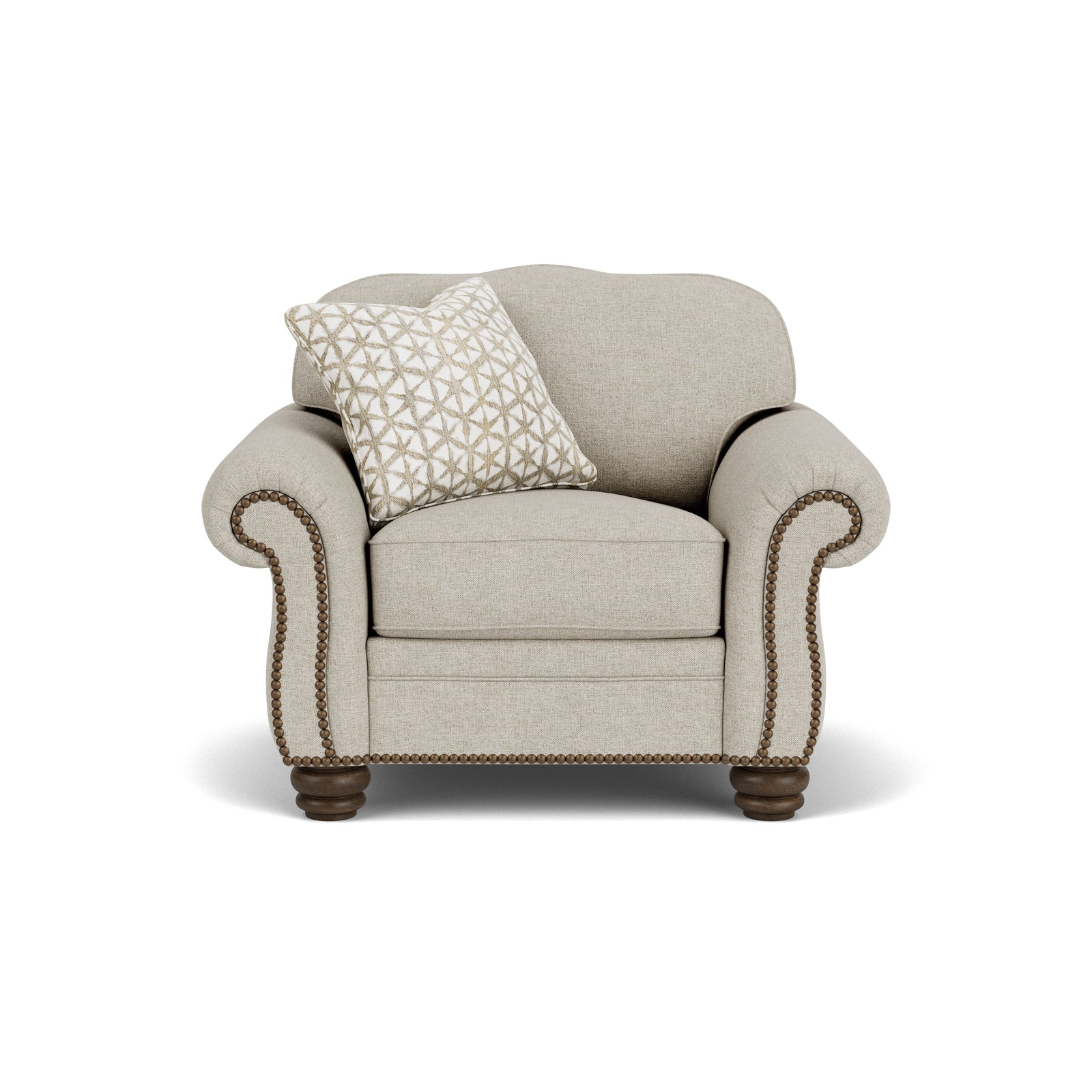 Bexley Fabric Chair, Nailhead Trim Beige