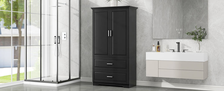 tall-bathroom-storage-cabinet-with-two-doors-and-drawers-black