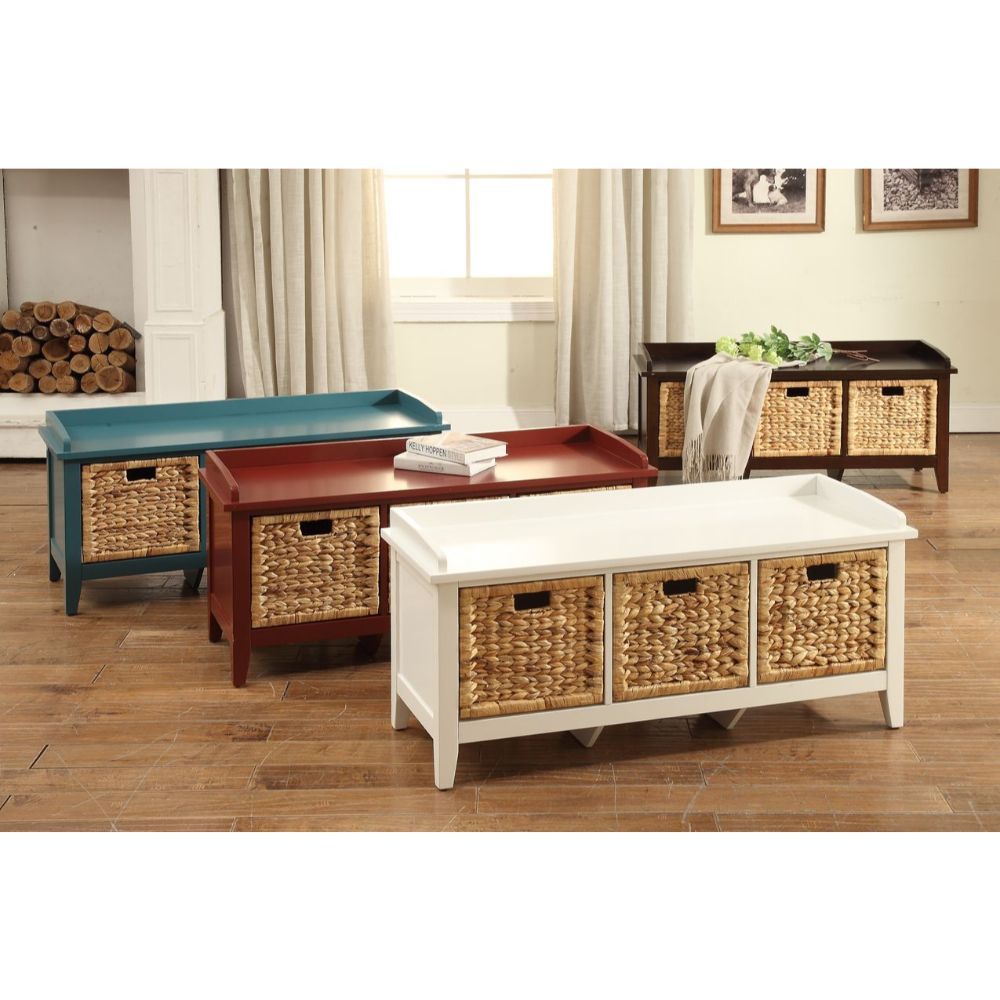 Flavius - Bench With Storage - Rattan & White