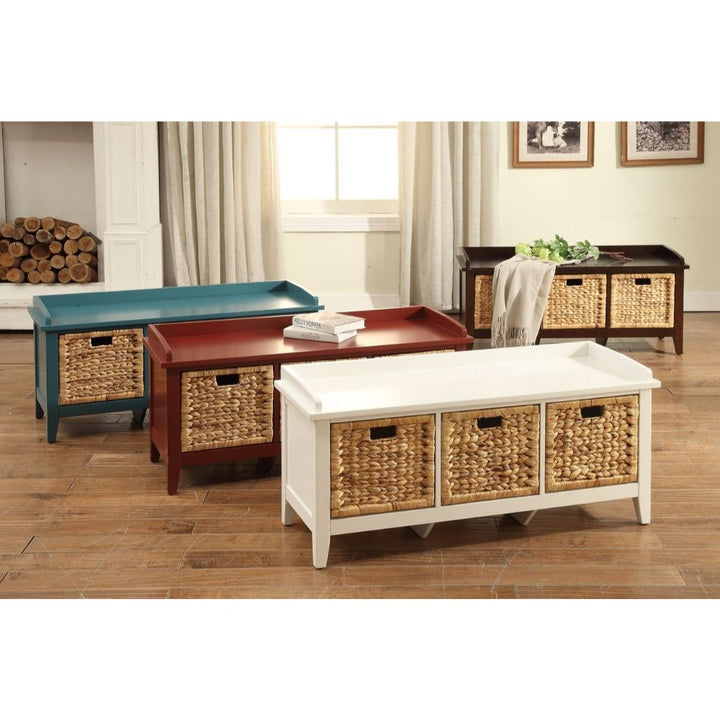 Flavius - Bench With Storage - Rattan & White