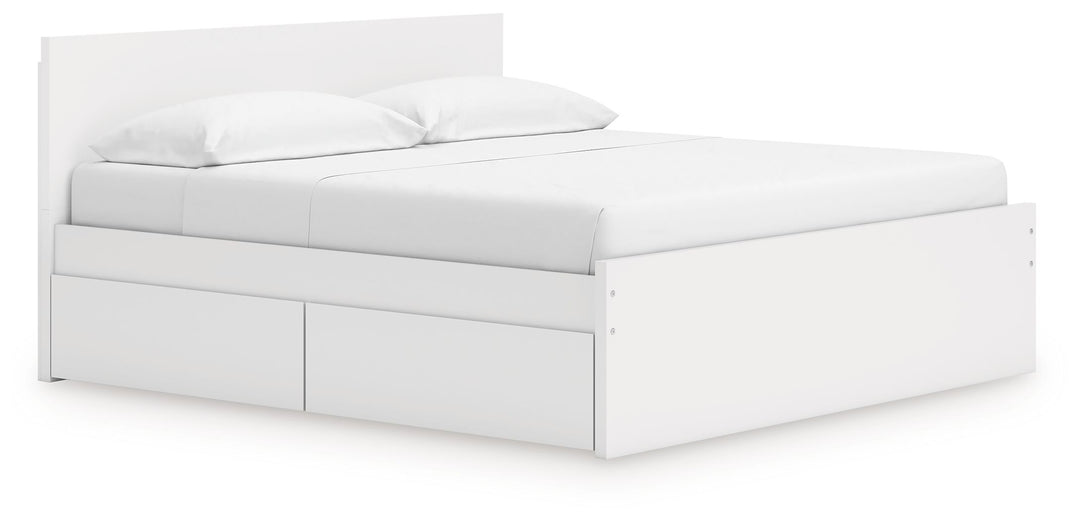 Onita - King Panel Platform Bed With 2 Side Storage - White by Ashley Furniture product image