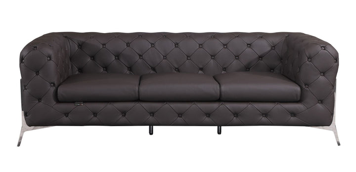 DivanItalia 970 Italian Leather Brown Leather Sofa and Two Chair Set