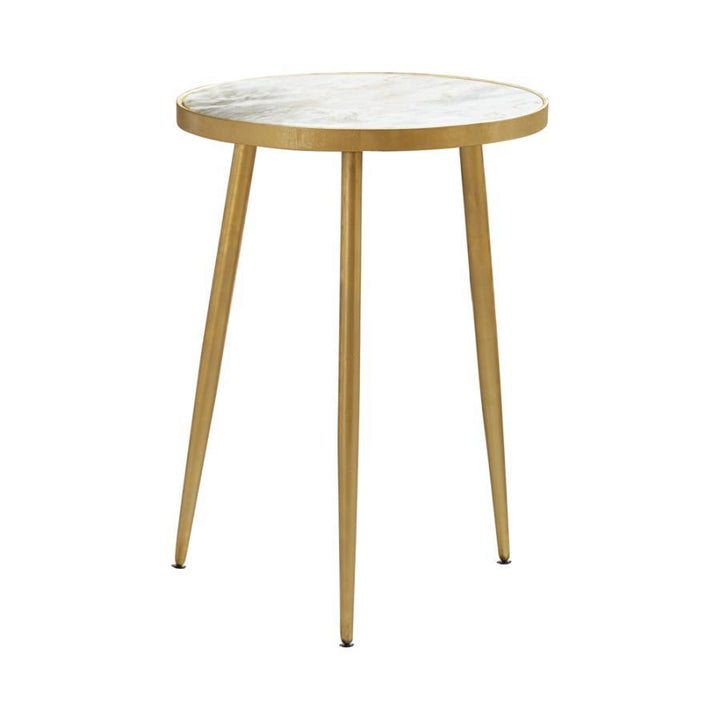 Coaster Furniture Acheson - Round Marble Top Side Table - White And Gold