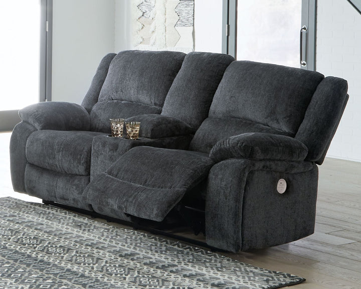 Draycoll - Dbl Rec Pwr Loveseat W/Console - Slate