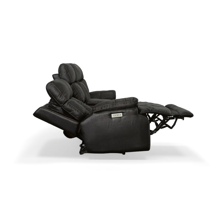 Clive Fabric Power Reclining Loveseat with Console, Power Headrests &amp; Lumbar in Peppercorn
