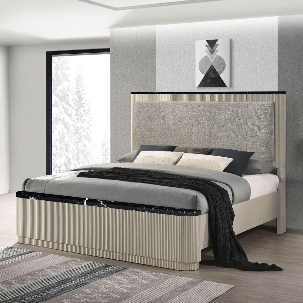 ACME Furniture Travonte Eastern King Bed Gray / Beige
