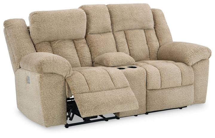 Tip-off - Power Reclining Loveseat With Console / Adj Headrest - Wheat