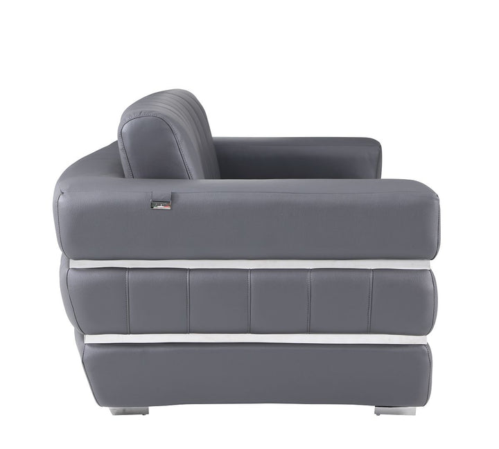 DivanItalia 904 Loveseat in Top-Grain Italian Leather - Dark Gray