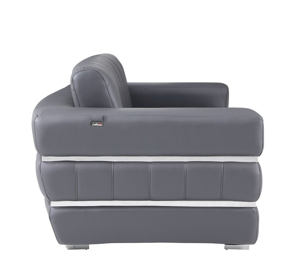 DivanItalia 904 Loveseat in Top-Grain Italian Leather - Dark Gray