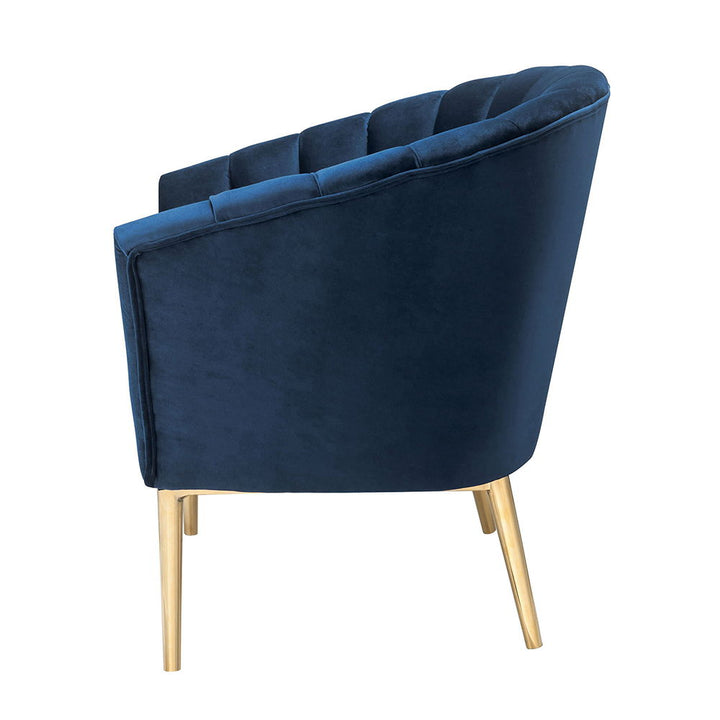 Colla - Accent Chair - Midnight Blue Velvet & Gold