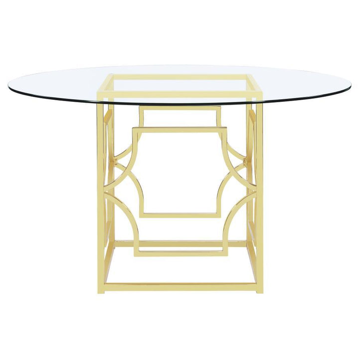 Starlight - Round Glass Top Metal Dining Table - Brass