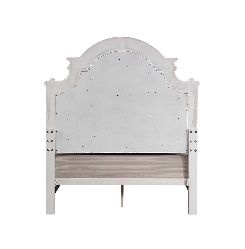 Florian - Queen Bed - Gray Fabric & Antique White