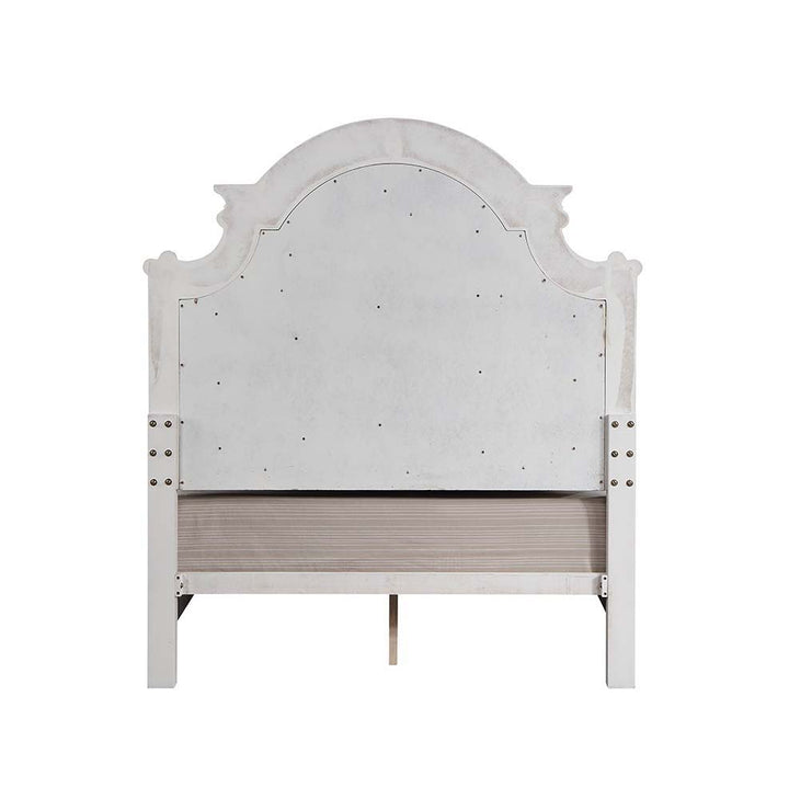 Florian - Queen Bed - Gray Fabric & Antique White