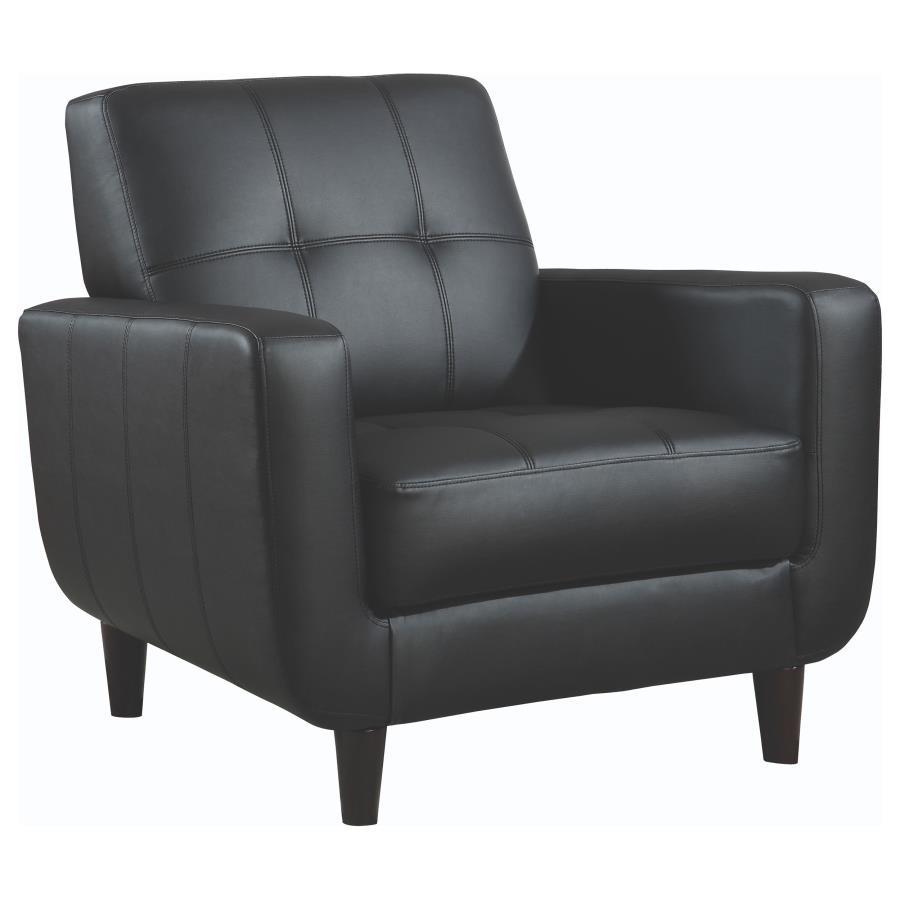 Aaron - Upholstered Track Arm Tufted Accent Chair - Black Arm Chair modern furniture Contempo Furniture