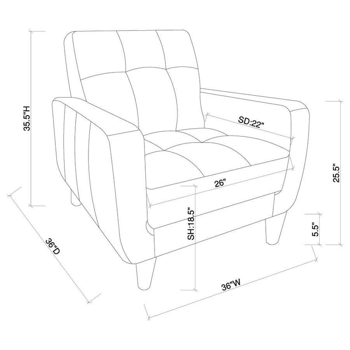 Aaron - Upholstered Track Arm Tufted Accent Chair - Black Arm Chair modern furniture Contempo Furniture