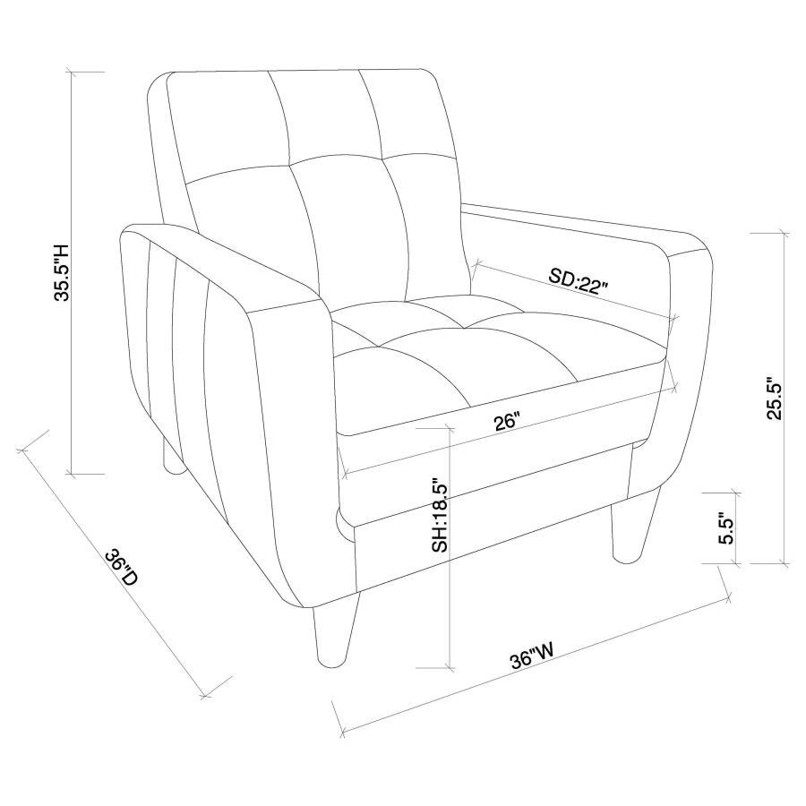 Aaron - Upholstered Track Arm Tufted Accent Chair - Black Arm Chair modern furniture Contempo Furniture