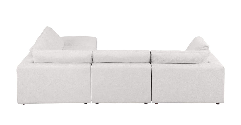 DivanItalia 1100 5-Piece Right Arm Facing 3-Seat Sectional – Top-Grain Italian Leather - Pearl