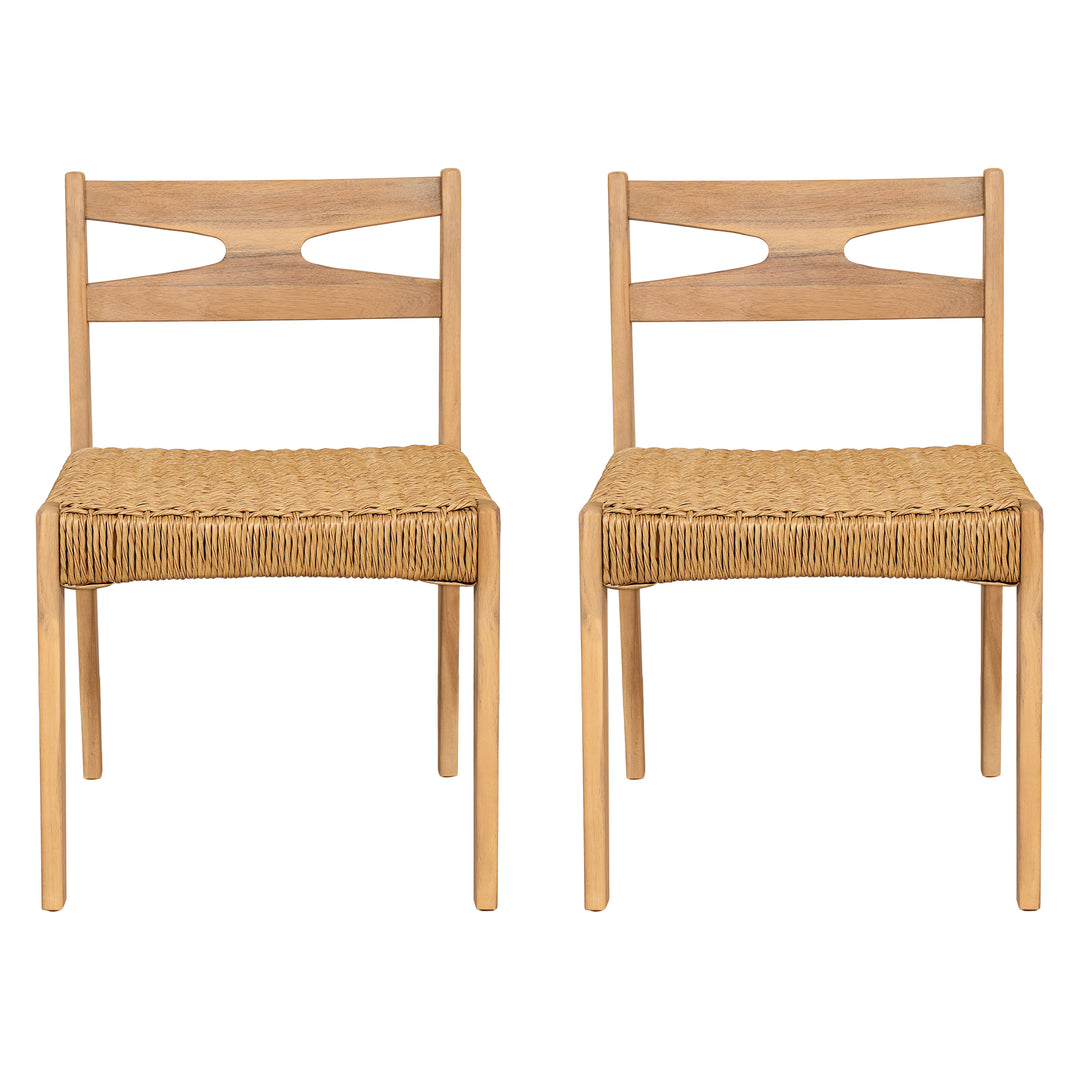 Wicker Seat Acacia Outdoor Chair – Light Teak (Set of 2)