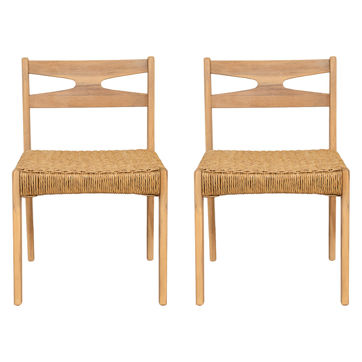 Wicker Seat Acacia Outdoor Chair – Light Teak (Set of 2)