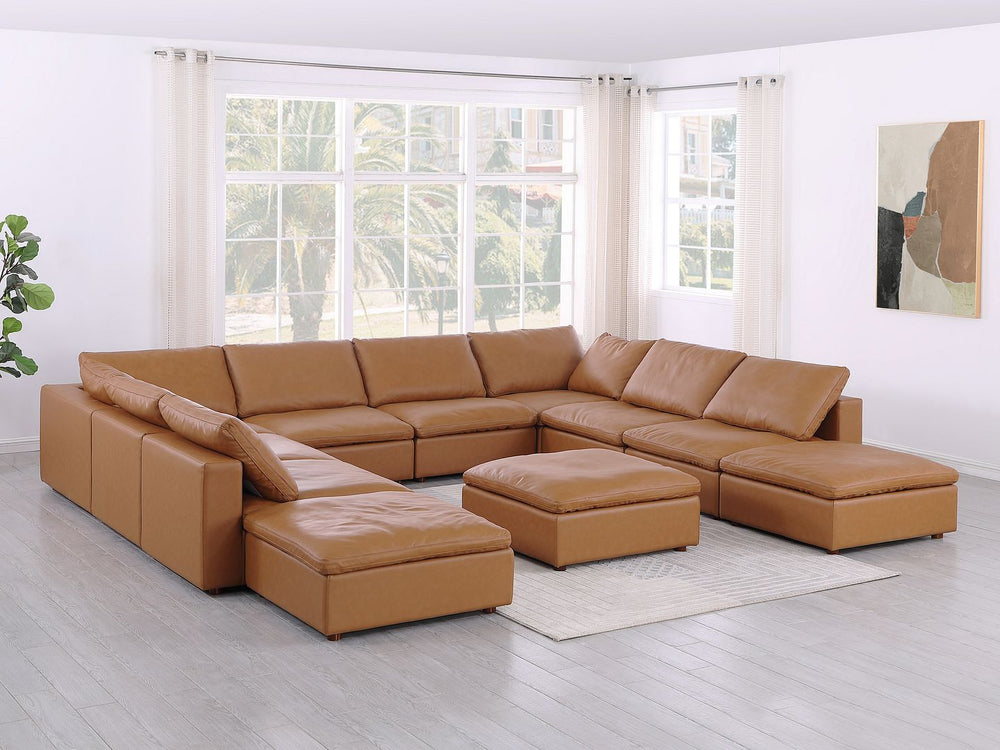 DivanItalia 1100 Top-Grain Italian Leather 11-Piece Sectional with Chaise - Cognac