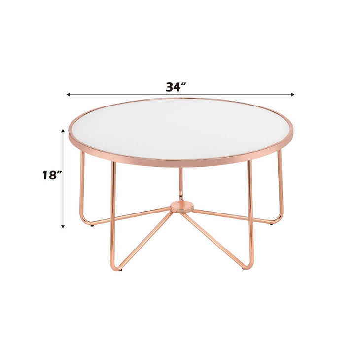 Alivia - Coffee Table - Frosted Glass & Rose Gold