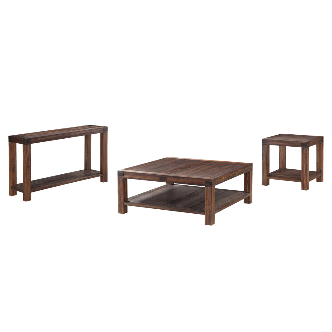Modus Furniture 3F4122 Meadow Solid Wood Rectangular Side Table In Brick Brown