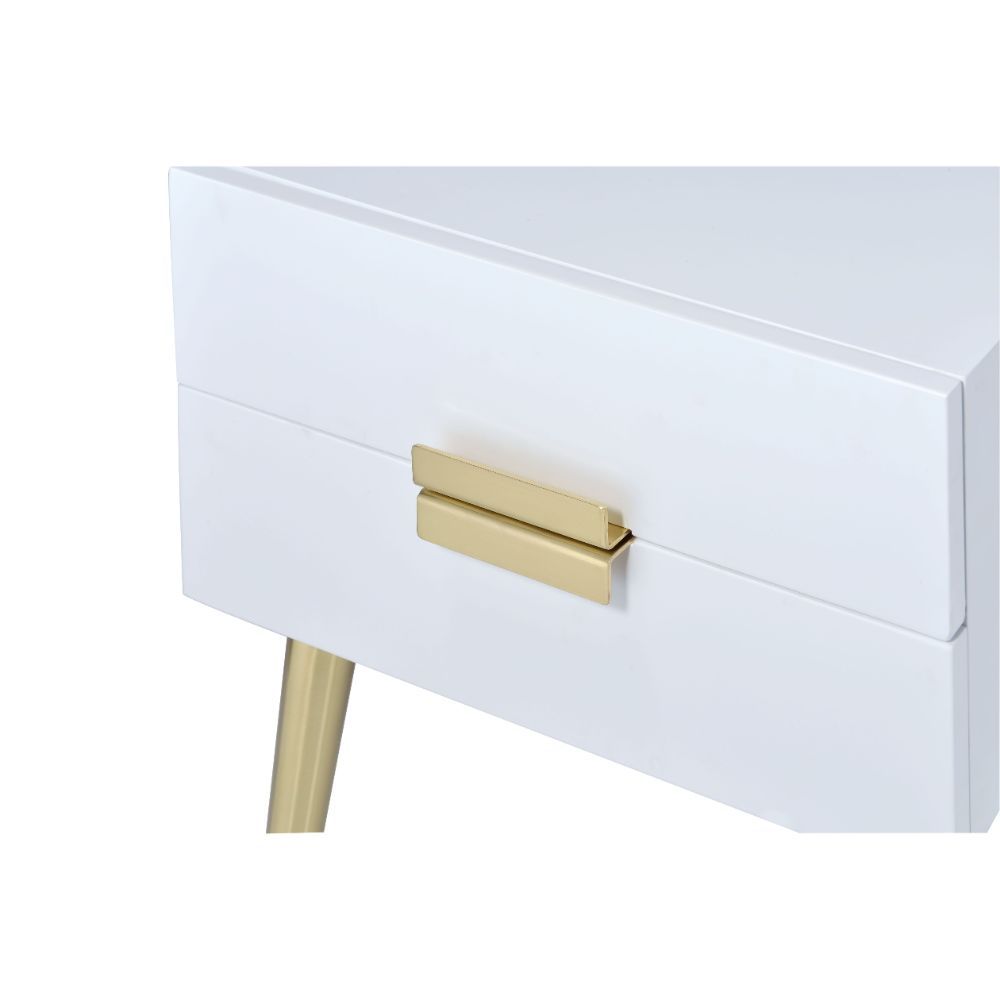 Denvor - End Table - White & Gold