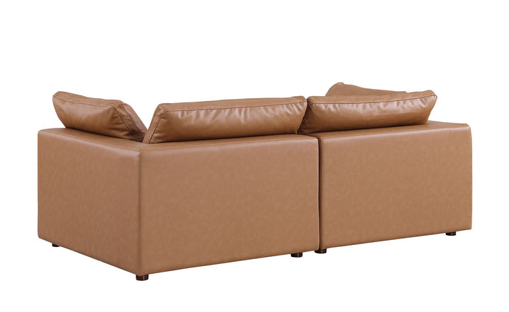 DivanItalia 1100 Modular Loveseat – Top-Grain Italian Leather - Cognac