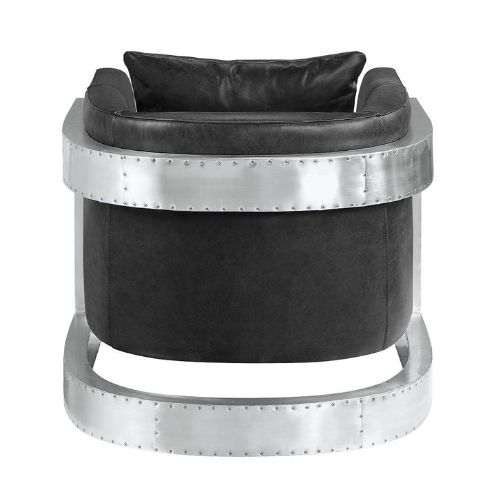 Betla - Accent Chair - Black Top Grain Leather & Aluminum