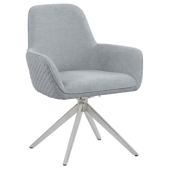Abby - Fabric Upholstered Swivel Dining Arm Chair - Light Gray Swivel Chair modern furniture Contempo Furniture
