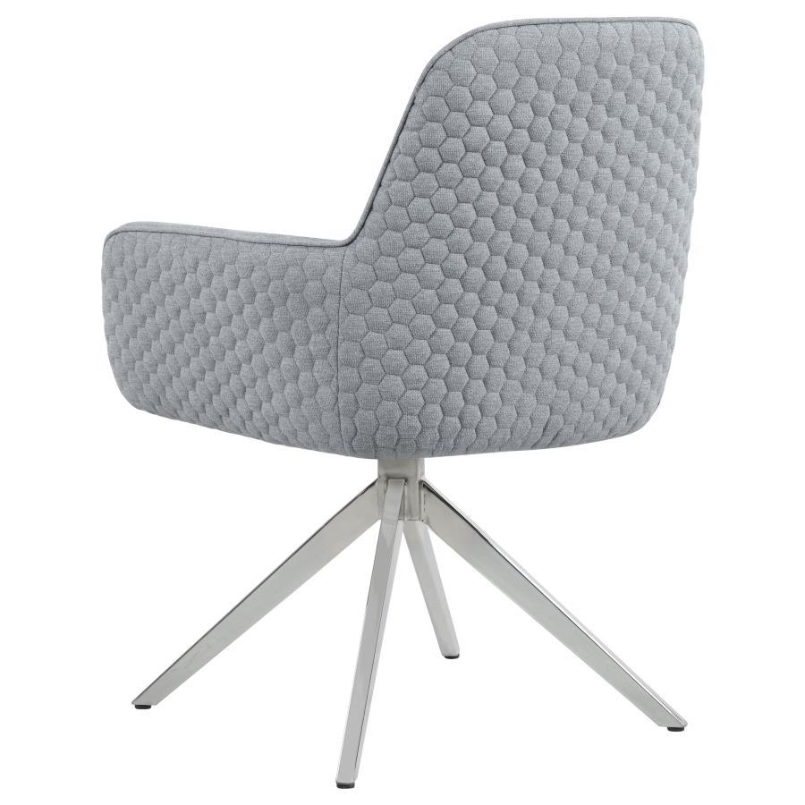 Abby - Fabric Upholstered Swivel Dining Arm Chair - Light Gray Swivel Chair modern furniture Contempo Furniture
