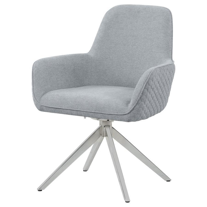 Abby - Fabric Upholstered Swivel Dining Arm Chair - Light Gray Swivel Chair modern furniture Contempo Furniture
