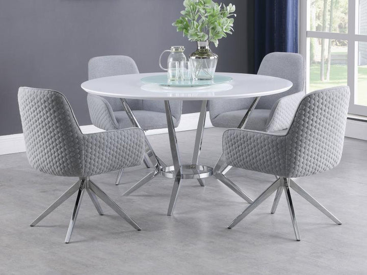 Abby - Fabric Upholstered Swivel Dining Arm Chair - Light Gray Swivel Chair modern furniture Contempo Furniture