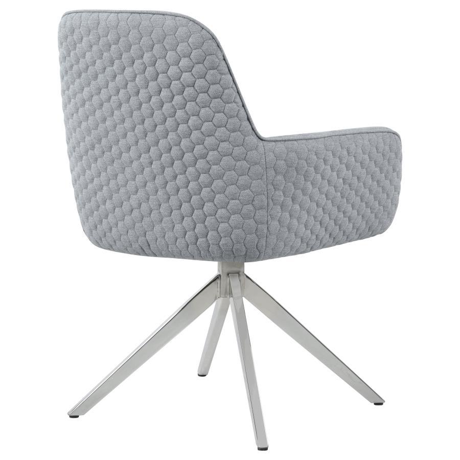 Abby - Fabric Upholstered Swivel Dining Arm Chair - Light Gray Swivel Chair modern furniture Contempo Furniture